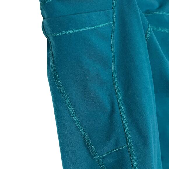 OLD NAVY Mid-Rise Elevate Side-Pocket Crop Leggings Mesh Trim Teal Size Large - Picture 7 of 13